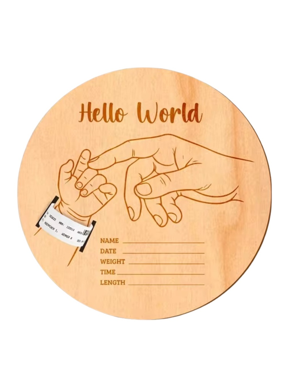 Hello World Baby Milestone Wood Sign - Natural